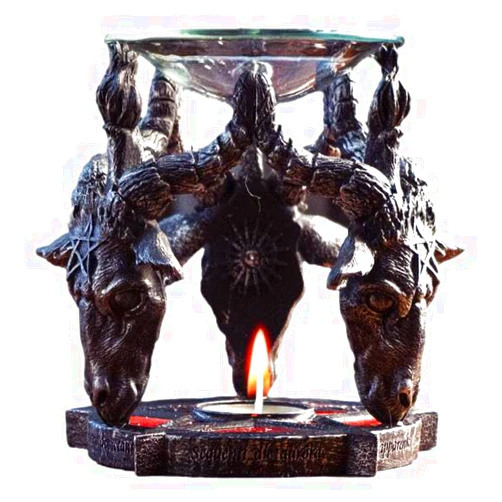 Ebros Gift Paranormal Pagan Occult Wicca Baphomet Sabbatic Goats Head Candle Heat Oil Burner Tart Warmer Aroma Scent Figurine Home Fragrance Decorative Aromatherapy