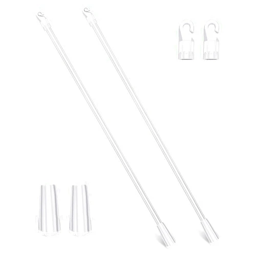 Grevosea 2 Pieces 12 Inches Blind Wand Vertical Blinds Replacement Parts Clear Plastic Blind Opener Long Window Blind Stick Tilt Rod with Hooks and Grips Rod for Vertical & Wood & Cordless Blinds