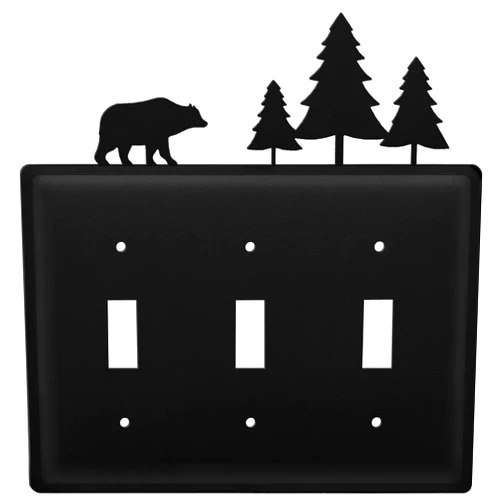Village Wrought Iron Bear & Pine Triple Switch Cover