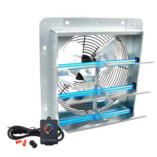 Elfinrm 12 Inch Shutter Exhaust Fan, Exhaust Fan Wall Mounted with Speed Controller, Suitable for Factories, Basements, Warehouses, Chicken Coops, Car Parks