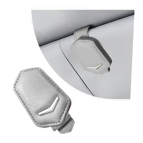 Gasedin Sunglass Holder for Car Visor, Carbon Fiber Leather Vehicle Eyeglasses Hanger Mount, Magnetic Eyeglasses Holder with Ticket Card Clip, Universal Interior Car Accessories (Gray)