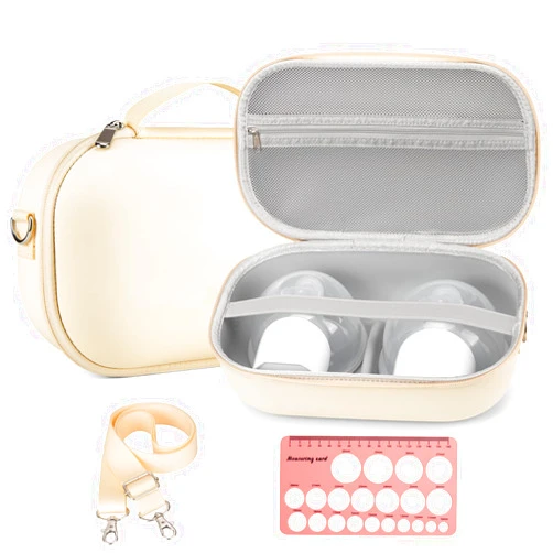 Bjabtan Breast Pump Storage for Hands-Free Breast Pumps with Nipple Ruler, Wearable Breast Pump Case Compatible with Momcozy/Willow/eufy/Security/Medela/Bluefair Wearable Breast Pumps
