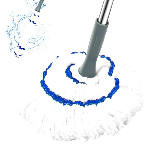 Kickleen Self Wringing Mop Floor Cleaning, Easy Squeeze Twist Mop with 52.5 Inches Long Handle and Mop Head, Heavy Duty Wet Mops for Cleaning Hardwood Tile Vinyl Laminate Floors (White)