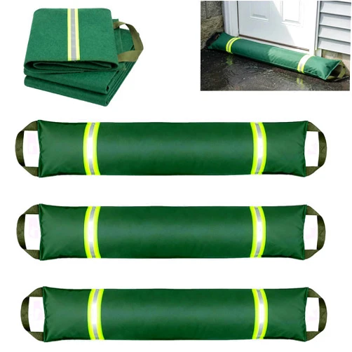 MEIHUIJI 3FT Water Barriers for Flooding 3-Pack, Flood Barrier for Home Reusable Sandless SandBags for Flooding with Handles and Reflective Strips, Water Dam for Door, Garage, Basement, Outside and Other