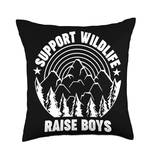 Funny Bonfire Camping Natur Survival Designs Support Wildlife Raise Boys Nature Camping Survival Animal Throw Pillow, 18x18, Multicolor