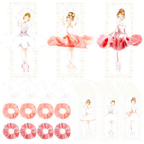 Yuxung 24 Sets Ballerina Party Favors Include 24 Women Soft Elastic Hair Ties Hair Scrunchies 24 Ballerina Thank You Cards Ballerina Birthday Party Decorations Dance Recital Gift for Girls Supplies
