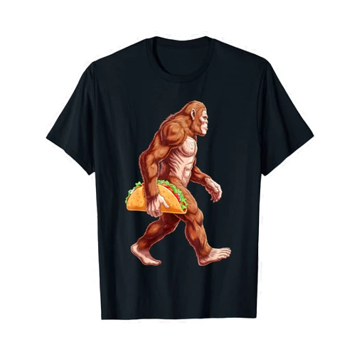 Fiesta Cinco de Mayo Mexican Bigfoot 5 De Mayo Bigfoot Carrying Taco Funny Cinco de Mayo Boys Men Sasquatch T-Shirt