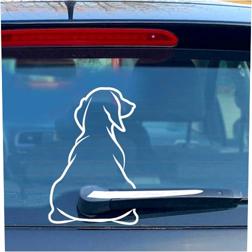 Gopkuniw Funny Dog Moving Tail Decal - Cute Dog Decal Car Rear Wipers Windshield Window - Waterproof Vinyl Cartoon Funny Dog Moving Tail Decals Stickers - White Puppy Car Wiper Sticker