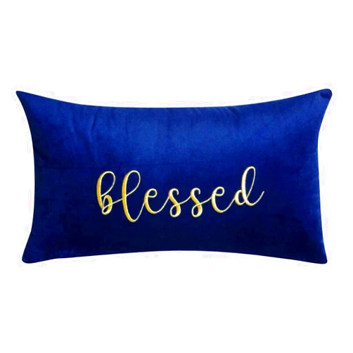 FAVDEC Embroidered Blessed Lumbar Decorative Throw Pillow Cover, Lumbar Pillow Cover 12 Inches x 20 Inches Cover Only