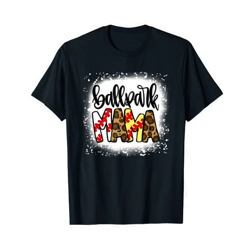 BallPark Mom Mama Baseball Softball DNG BallPark Mom Mama Baseball Softball Mother's Day Bleached T-Shirt
