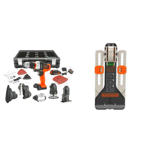 BLACK+DECKER Cordless Drill Combo Kit with Case, 6-Tool with MarkIT Picture Hanging Kit (BDCDMT1206KITC & BDMKIT101C)