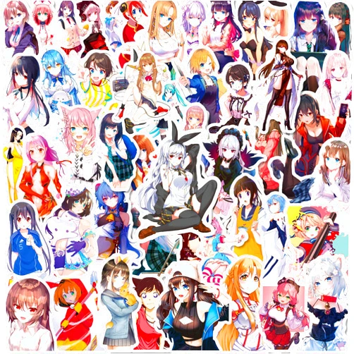 OUGERKID 100Pcs Anime Girl Stickers for Water Bottles,Waterproof Kawaii Hot Girl Stickers for Teens,Vinyl Cartoon Sexy Lady Decals for Laptop Guitar Hydroflask Scrapbooking Journaling