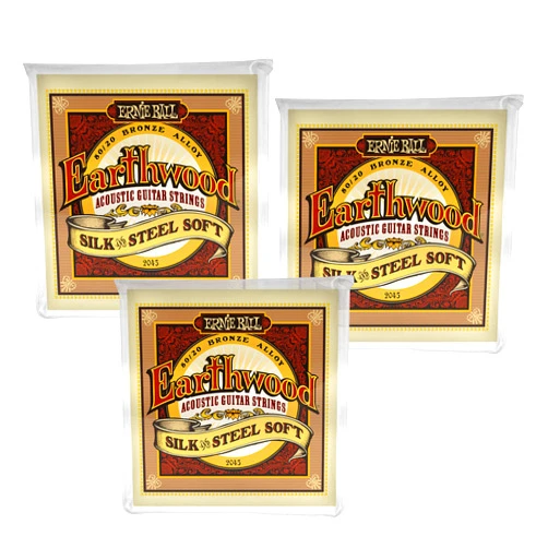 Total music Source 3 PACK Ernie Ball P02045 Earthwood Silk and Steel Soft Acoustic Set.011 - .052