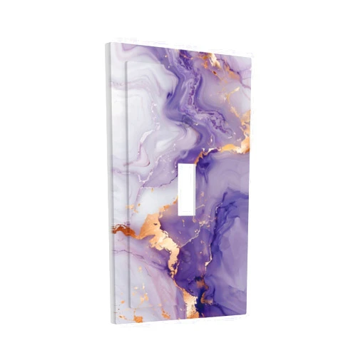 Sghxwp Decorative Light Switch Plate Covers Modern Abstract Purple Gold Marble Texure 1 Gang Wall Plate Single Toggle Switch Cover Plate Jumbo Electrical Switchplate Receptacle Faceplate