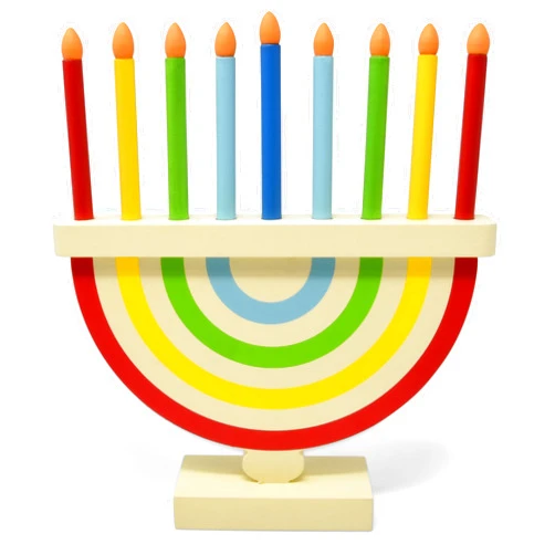 Gift Boutique - Hanukkah Children's Wooden Chanukah Menorah with Removable Wood Colorful Candles for Kids Gifts Decorations Centerpiece Desk Shelf Display Jewish Holiday Party Favors Supplies Decor