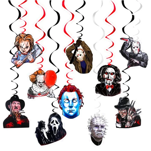 TeePolly 30Pcs Halloween Horror Movie Party Hanging Swirls Decorations, Horror Hanging Swirls Have A Killer Birthday Decorations for Halloween Horror Movie Zombie Vampire Birthday Party Decorations