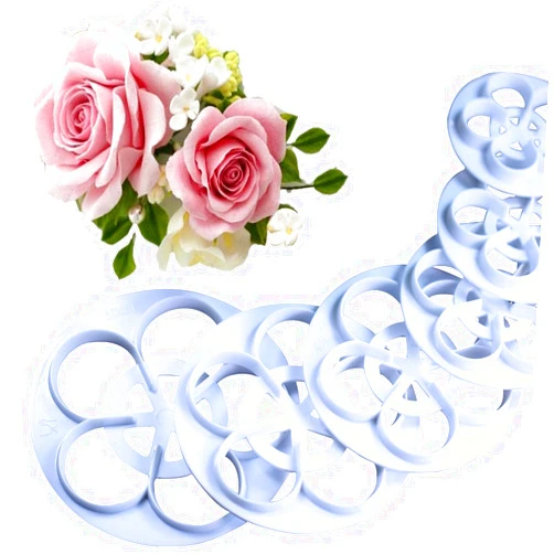 KALAIEN Rose Flower Cutters Set Gumpaste Flowers Modelling Tools for Cake Decorating Cookie Mold Sugarcraft Plunger Cutter Mold Set of 6
