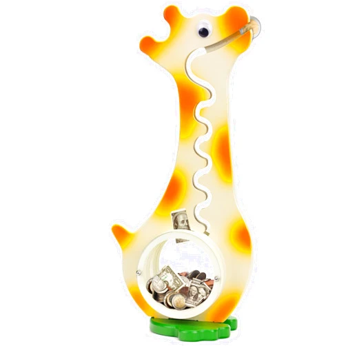 AORCMITN Wooden Giraffe Piggy Bank Boalord for Boys Kids Girls Clear Big Belly Animal Coin Bank for Toddler Real Money Toy