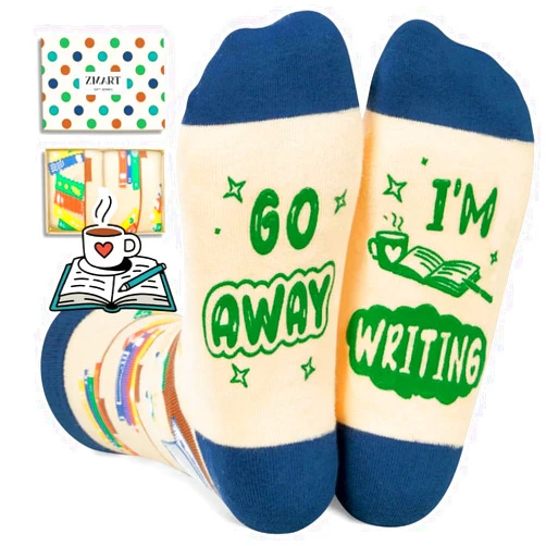 Zmart Reading Writing Socks for Adults - Reading Writing Book Gifts for Men Women Writers