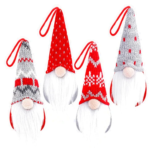 D-FantiX Gnome Christmas Ornaments Set of 4, Handmade Swedish Tomte Gnomes Plush Scandinavian Santa Elf Table Ornaments Christmas Tree Hanging Decoration Home Decor 2023