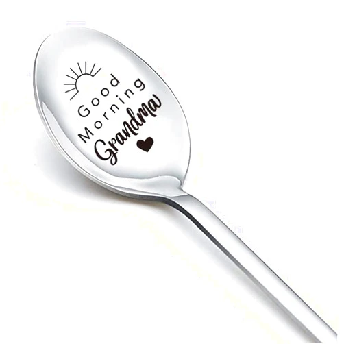Xiyantiji Best Grandma Gifts Good Morning Grandma Spoon for Coffee Dessert Tea Spoons Coffee Lover Gifts for Women Nana Grandmother Birthday Christmas Gifts from Granddaughter Grandson