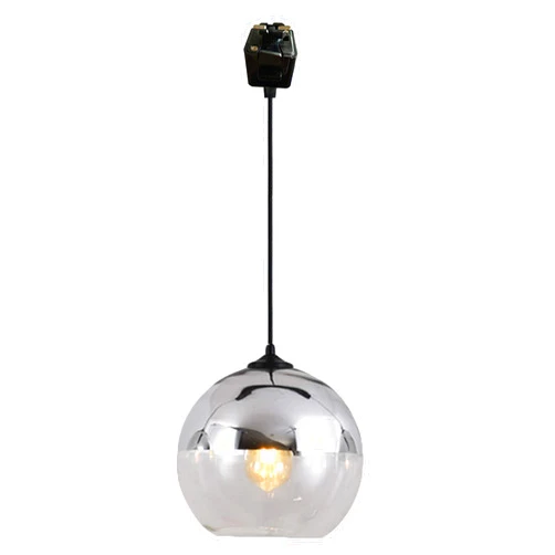 SKIVTGLAMP Juno Track Pendant Light with Globe Glass Shade Vintage Track Pendant Lighting 36 inches Cord Chrome E26 Chandelier Dimmer for Background Wall Dining Room Bulbs Not Included Customizable