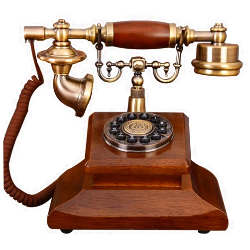 NWKHRSO Retro/Antique/Solid Wood/Telephone/Key Dialing/Caller ID and Other Features, Wired Telephone Made of Wood and Brass European Landline Telephone