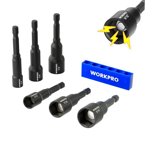WORKPRO 6 PCS Magnetic Nut Driver Set, Metric & SAE, 1/4