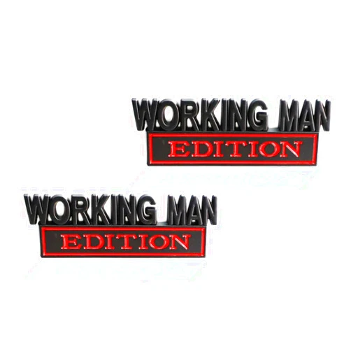 CARRUN 2 Pcs Working Man Edition Emblem 3D Metal Badge Decal Sticker Fit for Universal Car Truck SUV Side Rear Front Hood Trunk Door (Black Red)