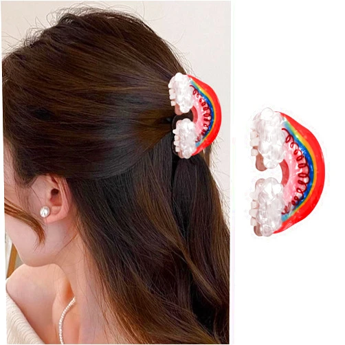 UCCASA Rainbow Clouds Hair Clips 1pcs Cute Clouds Hair Claw Clips with Cute Design Hair Barrettes for Thick Hair Thin Hair for Women Dream Kawaii Acrylic Holiday Hair Accessories Clamps Cosplay Party