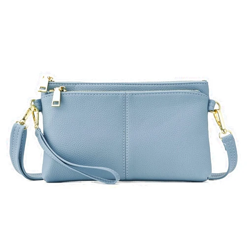 ZOOEASS Triple Zip Small Crossbody Bag Lightweight Purses Vegan Leather Wristlet Clutch, Includes Adjustable Shoulder
