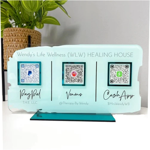 Pahdecor 3d Custom Multi Qr Code Business Sign, Scan To Pay Signage, Cashapp Paypal Payment Plaque, Pop Up Shop Small Business Stand For Venmo, Paypal, Zelle, Web, Instagram (Clear)
