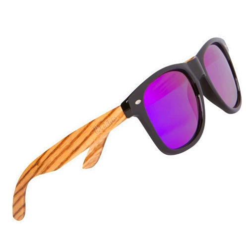 Woodies Zebra Wood Sunglasses with Mirrored Polarized Lens and Wooden Frame for Men and Women | 100% UVA/UVB Protection