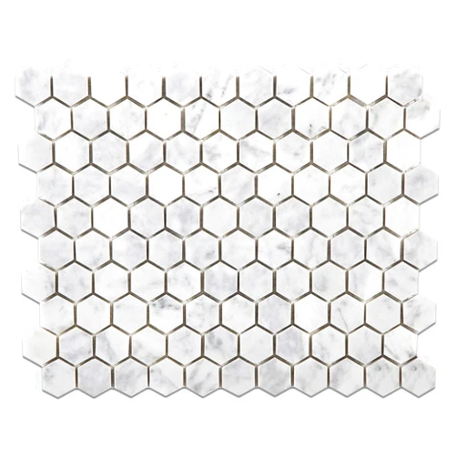 Diflart Carrara White Marble Mosaic Tile, 1 Inch Hexagon, Polished, Italian Bianco Carrera Marble Backsplash Tiles for Kitchen Bathroom Wall Floor, Pack of 5 Sheets