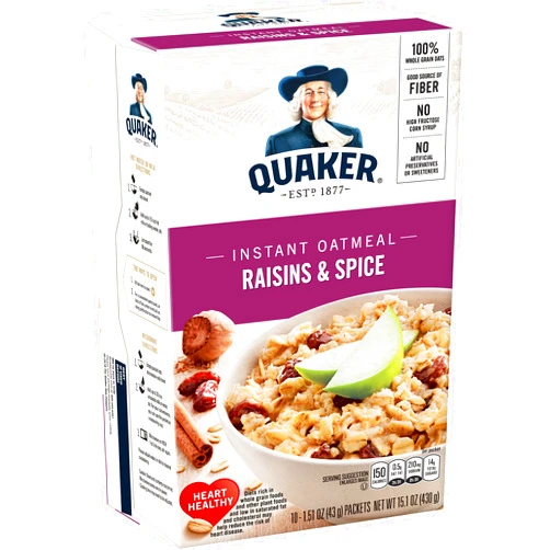 Quaker Instant Oatmeal Raisin& Spice, 10-Count 1.51oz Packets (Pack of 4) by Quaker Oatmeal [Foods]