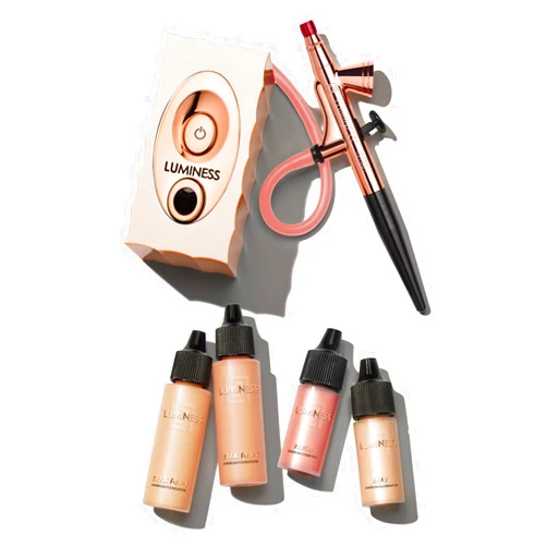 Luminess Air Icon Pro Airbrush System with 4-Piece Foundation Starter Kit, Warm Coverage - Quick, Easy & Long Lasting Application - Includes Silk 4-In-1 Foundation, Highlighter and Blush