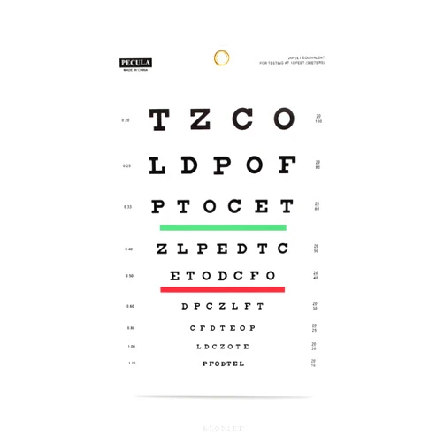 PECULA Eye Chart, Snellen Eye Chart, Wall Chart, Snellen Charts for Eye Exams 10 feet 9 X 14 in.