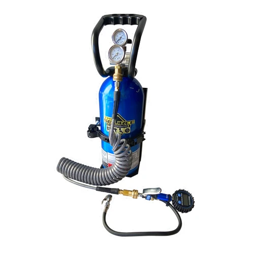 Preece Precision 10 lb Co2 Carbon Dioxide Cylinder, High Flow 250 PSI Co2 Regulator, Protective Handle, Vehicle Cylinder Mount Bracket, 300PSI Tire Inflator and Hose, Digital Inflating Off Road Tire System