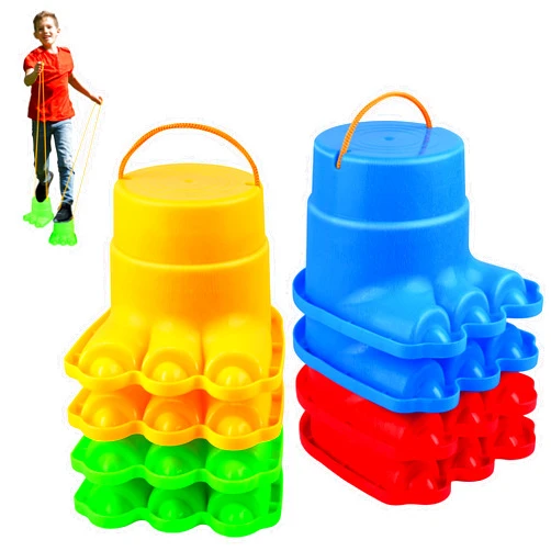 IROO Kids Balancing Stilts, 4 Pairs of Colorful Monster Feet Walking Stilts for Balance & Coordination, Indoor/Outdoor Activities Sensory Play Toy Gifts for Ages 3-6 Years Boys Girls (8 Stilts Total)