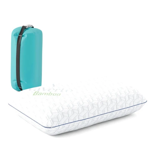 Vaverto Small Memory Foam Bed Pillow for Camping - Compressible Medium Firm, Breathable Cover, Machine Washable, Ideal Backpacking, Airplane and Car