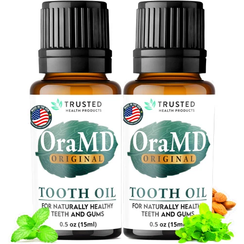 OraMD 4-in-1 Original Strength Tooth Oil- Clinically Tested Gum Disease Treatment, Gingivitis Treatment, Periodontal Disease Treatment, Sensitive Teeth and Gums - All-Natural Solution (2-Pack)