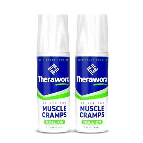 Theraworx Relief for Muscle Cramps Roll-On Fast-Acting Muscle Spasm, Leg Soreness with Magnesium Sulfate - 2.5 oz - 2 Count