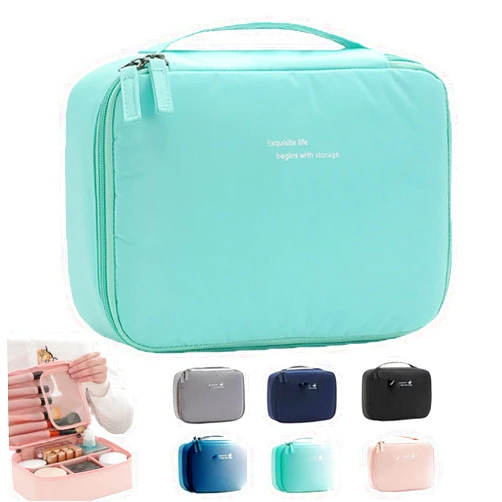 NNGXFC Multifunctional Compartmentalized Square Bag Travel Storage Bag, Makeup Bag Large Cosmetic Bags for Women Travel Makeup Organizer Case (Green)