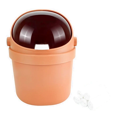 UOIXPUHUO Mini Trash Can with Flip Lid, Cute Desktop Trash Can with 100 Trash Bags, Tiny Wastebasket Garbage can for Car, Home, Office, Kitchen, Tabletop, Bedroom, Bathroom(Orange)
