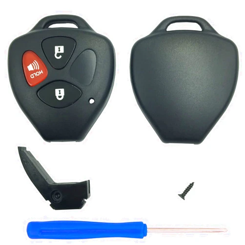 TALKMOON Cutting Not Required - Replacement Keyless Entry Remote Key Fob Shell Case for Toyota Scion TC RAV4 Avalon Camry Corolla Venza Car Key Fob Cover (3 Button-Pack1)