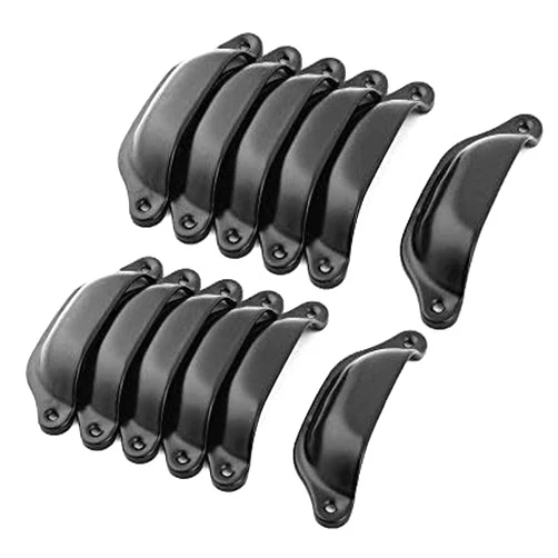 Antrader 3.3 Inch Length Metal Vintage Style Shell Shape Pull Handle for Furniture Closet Drawer Door Pack of 12 (Black)
