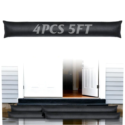 Biubee 4 Pack 5ft Sandless Flood Barriers for Home - Water Activated Barrier Sand Bags for Flooding Home Exterior Doors Garage Basement