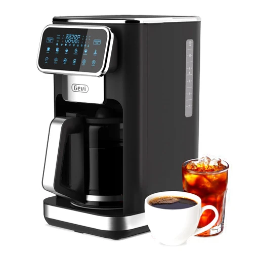 Gevi 12 Cup Programmable Drip Coffee Maker with Touch Screen, Fast and Strong Brew, Auto Shut-Off, 4-Hour Keep Warm Plate, Iced Coffee Option, Anti-Drip System, Permanent Filter
