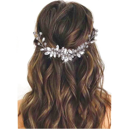 Yean Crystal Bride Wedding Hair Vine Silver Rhinestone Bridal Hair Accessories Sparkly Jewelry Headpiece for Women and Girls