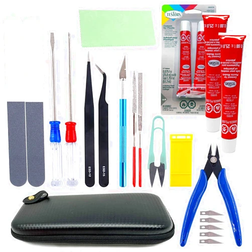 GRAS Art Bundles Testors Cement Glue for Plastic - Pixiss Model Tool Kit - Compatable Tools for Gundam Model Kit Crafts - Beginner Model Assemble Building Kit